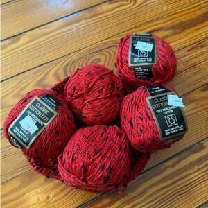 DK Red Mercerized Cotton With Black Neps, 250g / 385yards